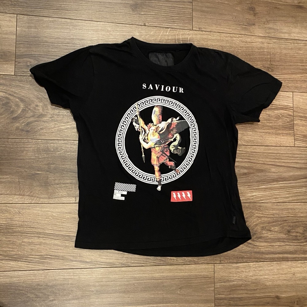 Soul Star England Saviour‎ Black Short Sleeve T-Shirt Graphic Print Men's M